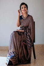 Load image into Gallery viewer, Kala Niketan Navy Blue Color Beautiful Stylish Art Soft Silk Designer Saree
