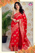 Load image into Gallery viewer, Beautiful Jacquard Festival & Party Wear Red Soft Silk Saree