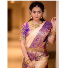 Load image into Gallery viewer, Kala Niketan July Archaic Traditional Kanchi Soft Silk Sari With Attached Blouse