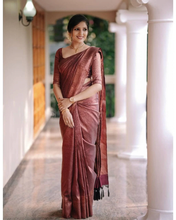 Load image into Gallery viewer, Kala Niketan Hypnotic Wine Soft Banarasi Silk Saree With Intricate Blouse Piece