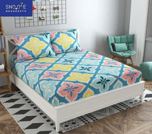 Load image into Gallery viewer, Premium Elastic Fitted Queen Size Double Bedsheet with 2 Pillow Covers
