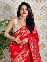 Load image into Gallery viewer, Beautiful Jacquard Festival & Party Wear Red Soft Silk Saree