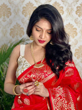 Load image into Gallery viewer, Beautiful Jacquard Festival & Party Wear Red Soft Silk Saree