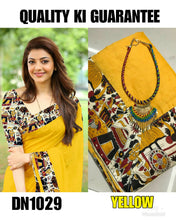 Load image into Gallery viewer, Kala Niketan Kajal Yellow Kalamkari Printed Chanderi Silk Cotton Saree