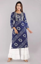 Load image into Gallery viewer, Celebrity Style Rayon Embroidered Kurti With Stylish Sharara (S To 7XL Size Available)