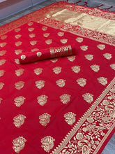 Load image into Gallery viewer, Beautiful Jacquard Festival & Party Wear Red Soft Silk Saree