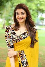 Load image into Gallery viewer, Kala Niketan Kajal Yellow Kalamkari Printed Chanderi Silk Cotton Saree