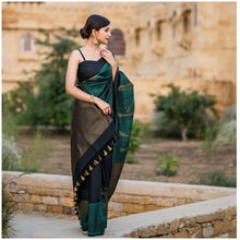 Load image into Gallery viewer, Kala Niketan Rama Soft Banarasi Silk Saree With Beautiful Blouse Piece