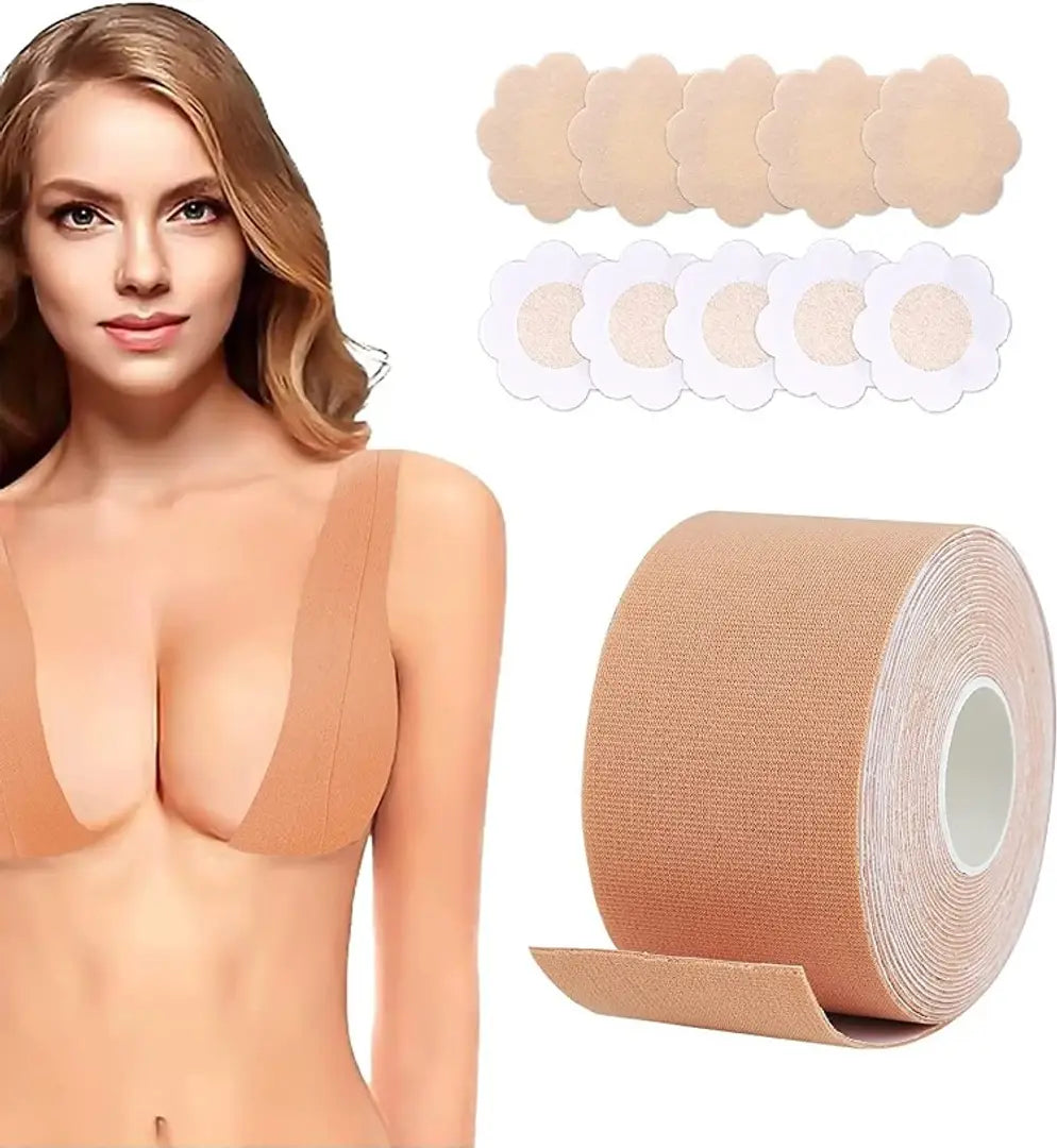 Boob Tape For Breast Lift Tape, Breathable Adhesive Boobytape With 10pcs  Reusable Nipple Covers For A-e Cup Large Breasts, Waterproof Sweatproof Bob  T