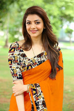 Load image into Gallery viewer, Kala Niketan Kajal Orange Kalamkari Printed Chanderi Silk Cotton Saree