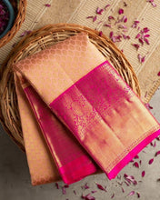 Load image into Gallery viewer, Kala Niketan Peach Archaic Traditional Kanchi Soft Silk Sari With Attached Blouse