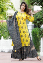 Load image into Gallery viewer, Celebrity Style Designer Rayon Kurta with Sharara and Duppata (S To 7XL Size Available)