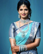 Load image into Gallery viewer, Kala Niketan Skillful Sky Blue Jacquard Silk Saree With Blouse
