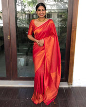 Load image into Gallery viewer, TOMETO RED SAREE WITH COPPER ZARI WEAVING