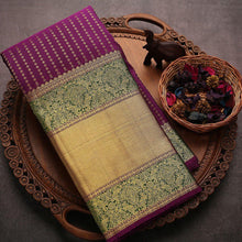 Load image into Gallery viewer, Traditional Kanchipuram Wine Soft Lichi Silk Sari With Attached Blouse