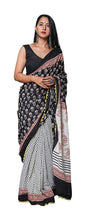 Load image into Gallery viewer, Kala Niketan Soft Mul-Cotton Pom-Pom Lace Saree with Blouse Piece