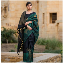 Load image into Gallery viewer, Kala Niketan Rama Soft Banarasi Silk Saree With Beautiful Blouse Piece
