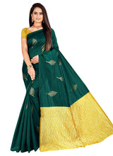 Load image into Gallery viewer, Leaf Green N Yellow Soft Lichi Silk Saree Festive Wear