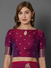 Load image into Gallery viewer, Kala Niketan Magenta Silk Blend Woven Design Banarasi Saree