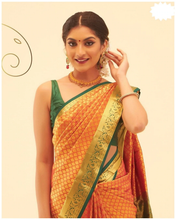 Load image into Gallery viewer, Kala Niketan Lekha Archaic Traditional Kanchi Soft Silk Sari With Attached Blouse