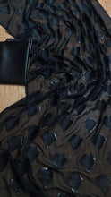 Load image into Gallery viewer, Bollywood Latest Fashion Black Color Glamorous Sequence Diamond Georgette Sarees