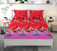 Load image into Gallery viewer, Premium Elastic Fitted Queen Size Double Bedsheet with 2 Pillow Covers