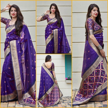 Load image into Gallery viewer, Kala Niketan Sara Archaic Traditional Kanchi Soft Silk Sari With Attached Blouse