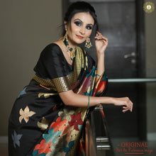 Load image into Gallery viewer, Kala Niketan Spring Flowers Multi Colored Partywear Designer Pure Silk Saree