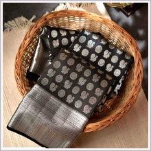 Load image into Gallery viewer, Kala Niketan Classic Jet Black Kanjeevaram Silk Saree