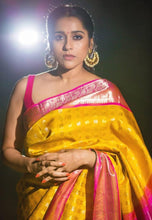 Load image into Gallery viewer, Kala Niketan Yellow Traditional Kanchi Soft Silk Sari With Attached Blouse
