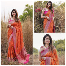Load image into Gallery viewer, Kala Niketan Cherry Archaic Traditional Kanchi Soft Silk Sari With Attached Blouse