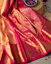 Load image into Gallery viewer, Kala Niketan Peach Archaic Traditional Kanchi Soft Silk Sari With Attached Blouse