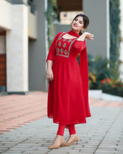 Load image into Gallery viewer, Georgette Silk Embroidery Work Kurti With Dupatta