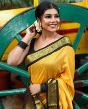 Load image into Gallery viewer, Yellow Silk Saree Traditional Kanchi Soft Silk Sari With Attached Blouse