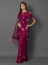 Load image into Gallery viewer, Kala Niketan Magenta Silk Blend Woven Design Banarasi Saree