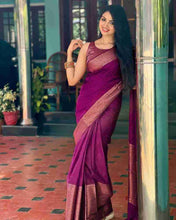 Load image into Gallery viewer, Kala Niketan Himanshi Khurana Soft Silk Sari With Attached Blouse - 9 Colors Available