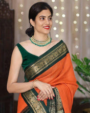 Load image into Gallery viewer, Kala Niketan Orange Lichi Silk with Weaving and Nice Extra Ordinary Latest Saree