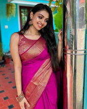 Load image into Gallery viewer, Kala Niketan Himanshi Khurana Soft Silk Sari With Attached Blouse - 9 Colors Available