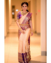 Load image into Gallery viewer, Kala Niketan July Archaic Traditional Kanchi Soft Silk Sari With Attached Blouse