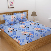 Load image into Gallery viewer, Premium Elastic Fitted King Size Double Bedsheet with 2 Pillow Covers