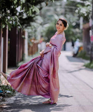 Load image into Gallery viewer, Traditional Kanchipuram Bold and beautiful Kanchipuram Soft Brocade Silk Sari With Attached Blouse