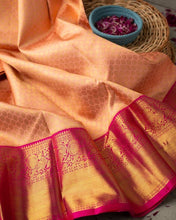 Load image into Gallery viewer, Kala Niketan Peach Archaic Traditional Kanchi Soft Silk Sari With Attached Blouse