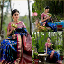 Load image into Gallery viewer, Kala Niketan Meena Archaic Traditional Kanchi Soft Silk Sari With Attached Blouse