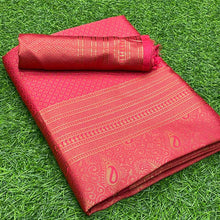 Load image into Gallery viewer, TOMETO RED SAREE WITH COPPER ZARI WEAVING