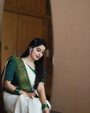 Load image into Gallery viewer, Kala Niketan Off White Kanjivaram Silk Saree - 3 Colors Available