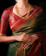 Load image into Gallery viewer, JERRY GREEN SAREE WITH COPPER RICH BORDER