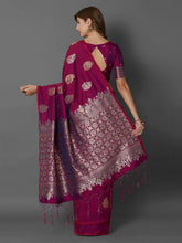 Load image into Gallery viewer, Kala Niketan Magenta Silk Blend Woven Design Banarasi Saree