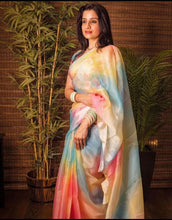 Load image into Gallery viewer, Bollywood Stunning Fancy Fabric Digital Print with Hand Foil Art Work saree