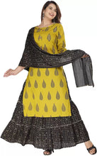 Load image into Gallery viewer, Celebrity Style Designer Rayon Kurta with Sharara and Duppata (S To 7XL Size Available)