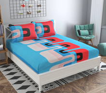Load image into Gallery viewer, Premium Elastic Fitted King Size Double Bedsheet with 2 Pillow Covers